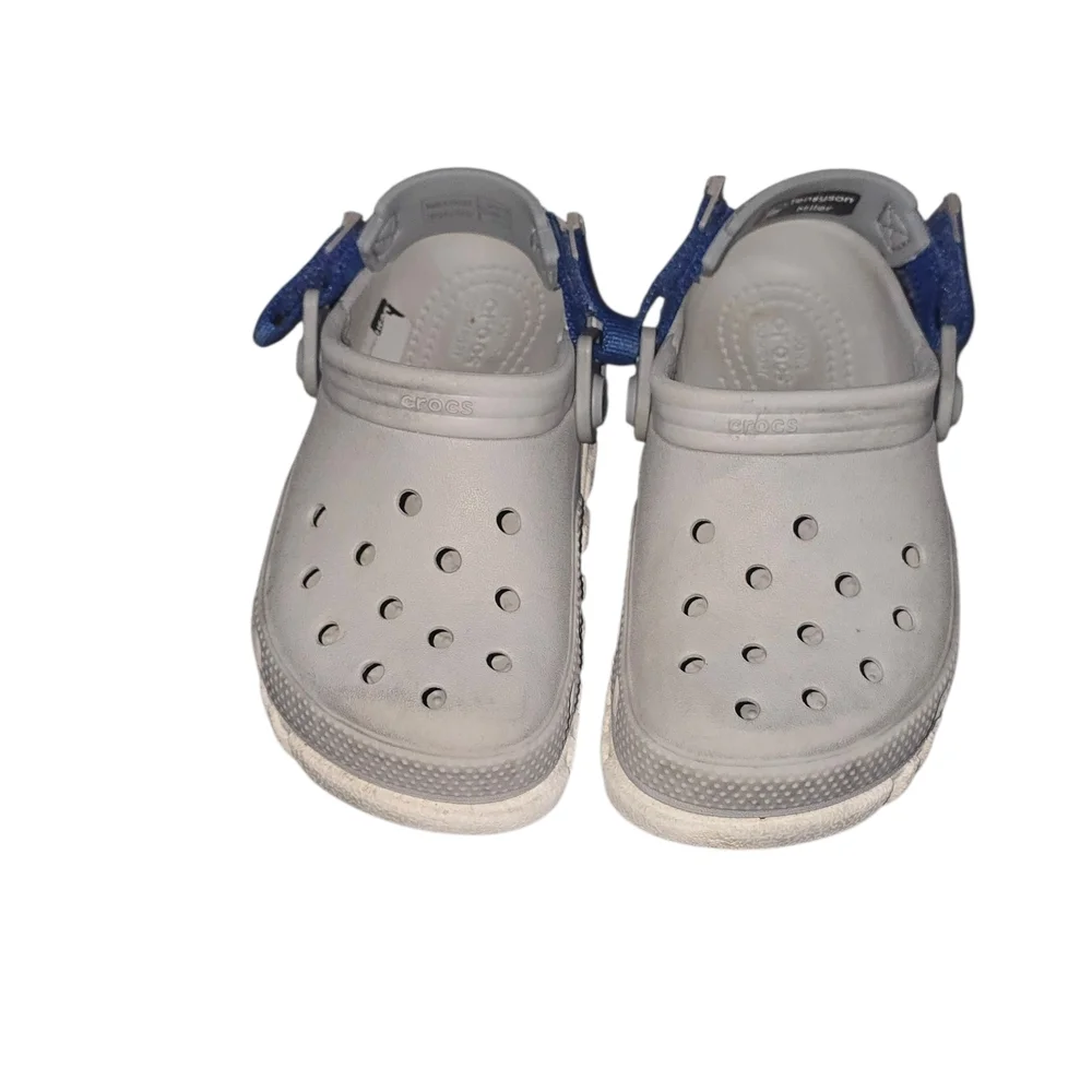CROCS Kids Duet Max Clogs Gray and Blue Shoes Size 11C Unisex